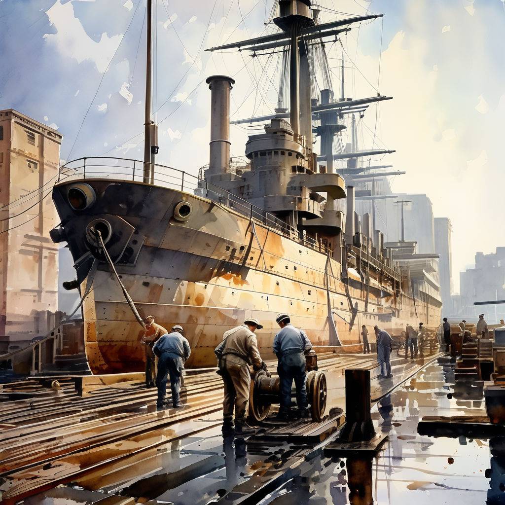 Historic Dry Docking of Battleship New Jersey at Philadelphia Navy Yard