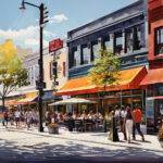 a-bustling-city-street-scene-with-a-prominent-restaurant-facade-and-nearby-parking-lot-showcasing-t