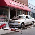 Car Crashes into Sees Candies Store in La Caada Flintridge California