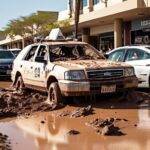 Car Sinks into Mud near Desert Sky Mall in West Phoenix