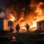 Multiple Structures Engulfed in Early Morning Fire Near Hutchinson Kansas