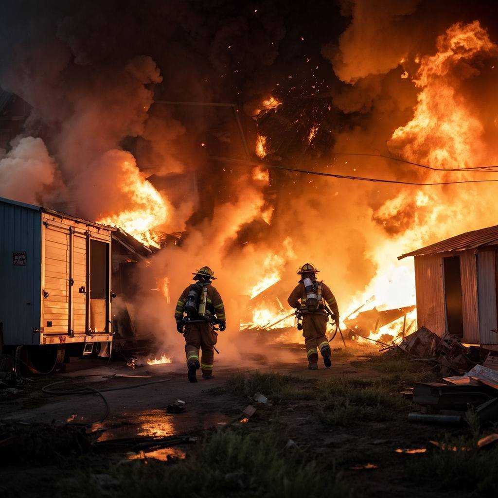 Multiple Structures Engulfed in Early Morning Fire Near Hutchinson, Kansas