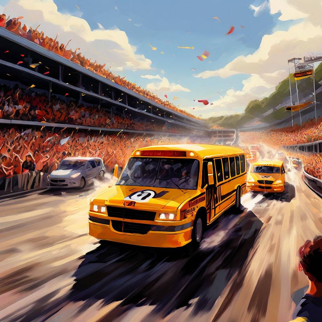 School Bus Racing Adds Thrill to Charlotte Motor Speedway